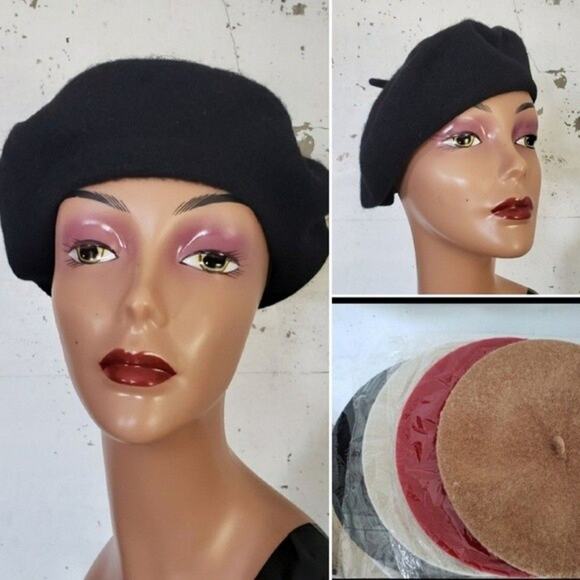 NEW Beret Women's Academia Cottagecore Soft Wool Blend Artsy Black Hat - Picture 1 of 8